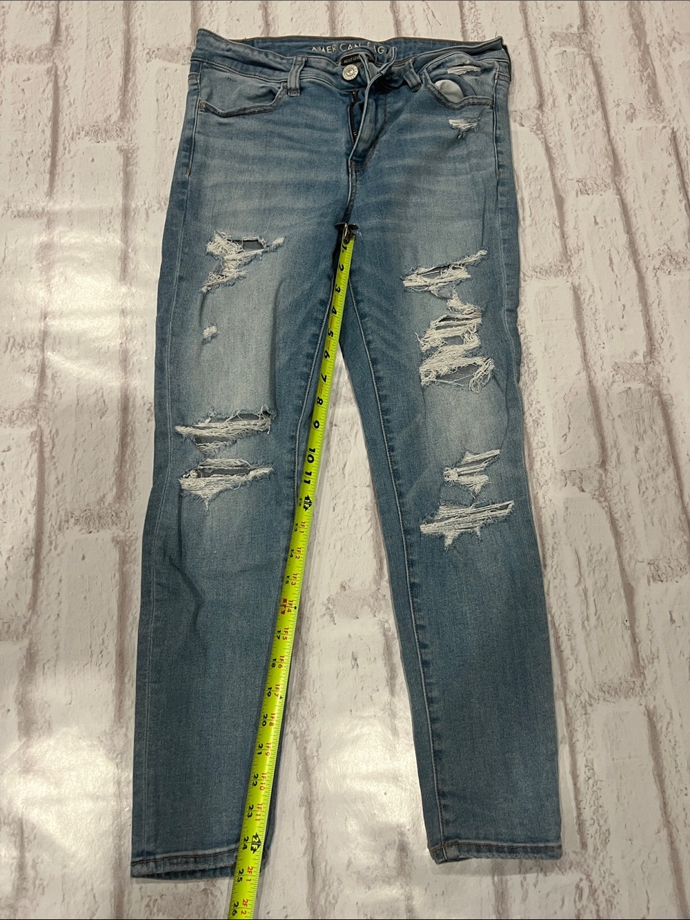 American Eagle Outfitters Light Blue Ripped Skinny Jeans